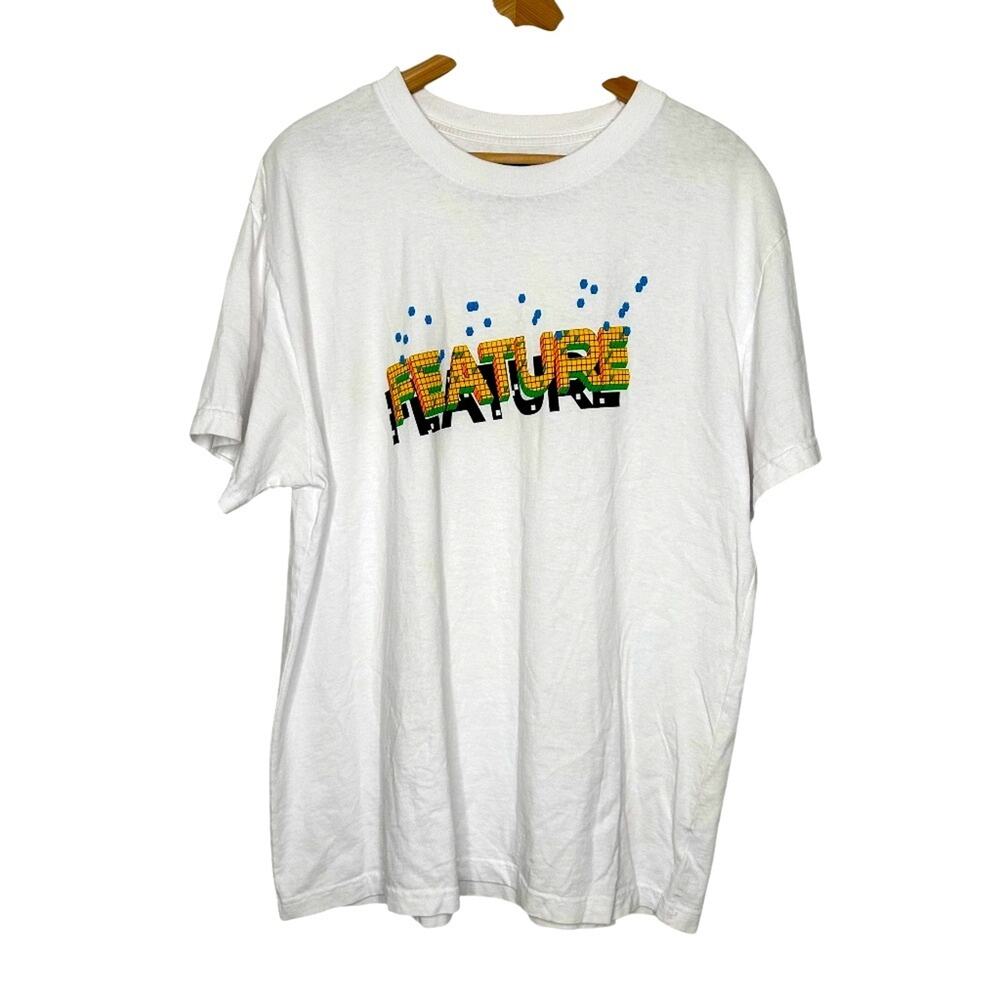 FEATURE Block Tee White Dimensional Art Short Sleeve XL